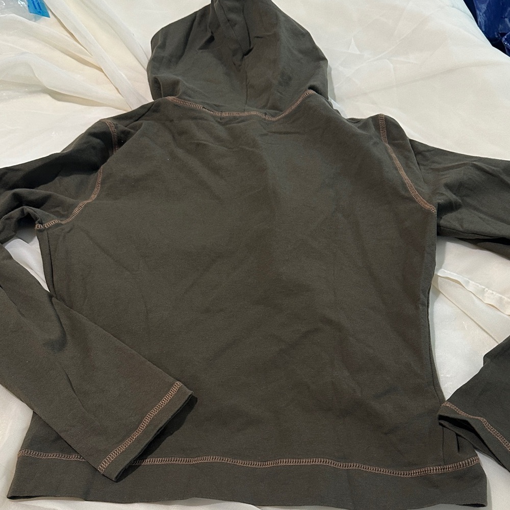 Rampage Olive Green Ruched Hoodie - Picture 8 of 12
